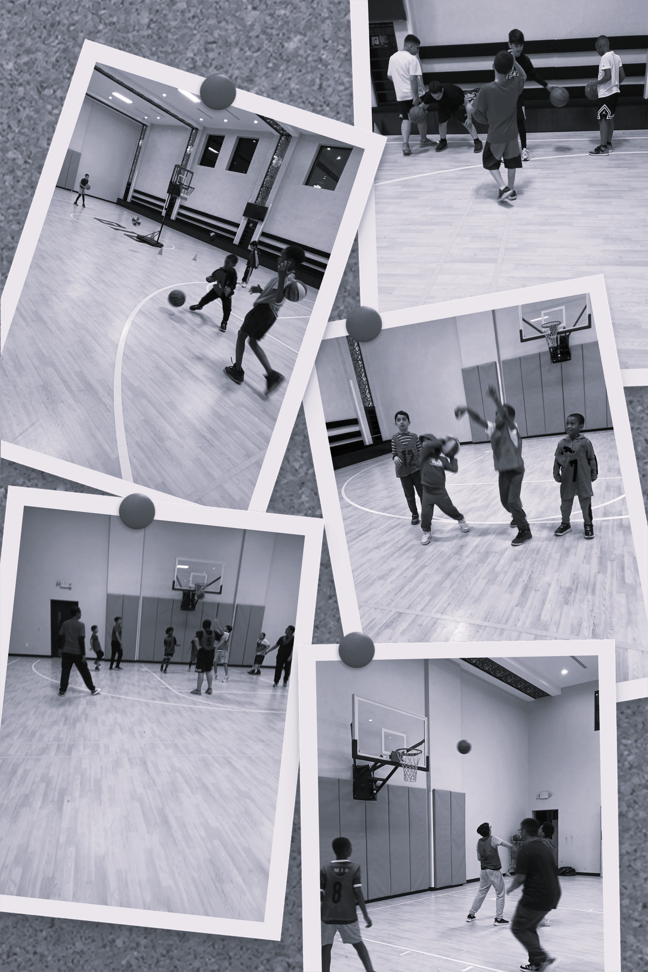 Kids practicing basketball